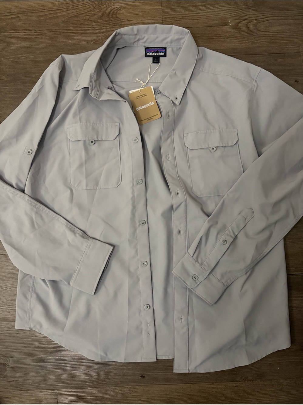 NWT Men’s Patagonia Self Guided Hike Shirt Gray Large Long Sleeve